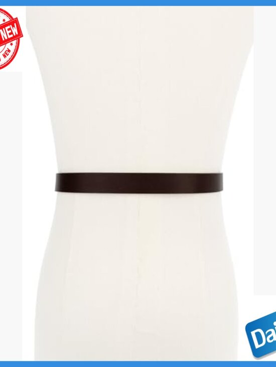 Leather Belt with Prong Buckle, Adjustable Fit, Medium Size
